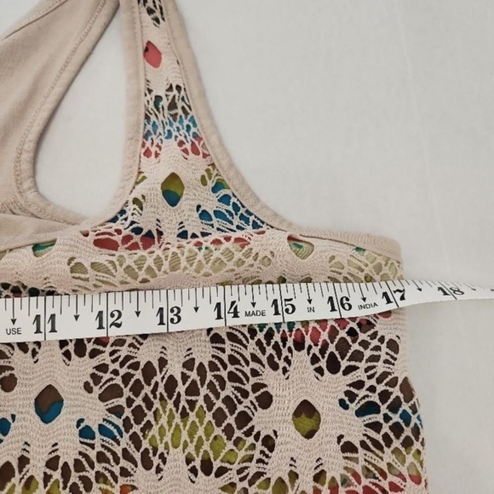 American Rag Cie Womens Tank Top Size M Cream Floral Crochet Overlay‎ Boho - Picture 9 of 9